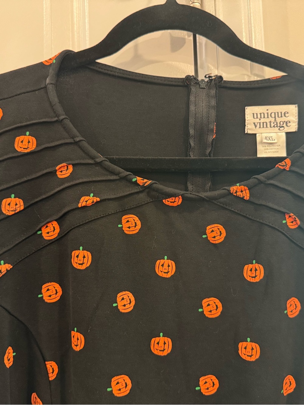 Unique Vintage Black Dress with Orange JackoLantern Size 4xl Halloween